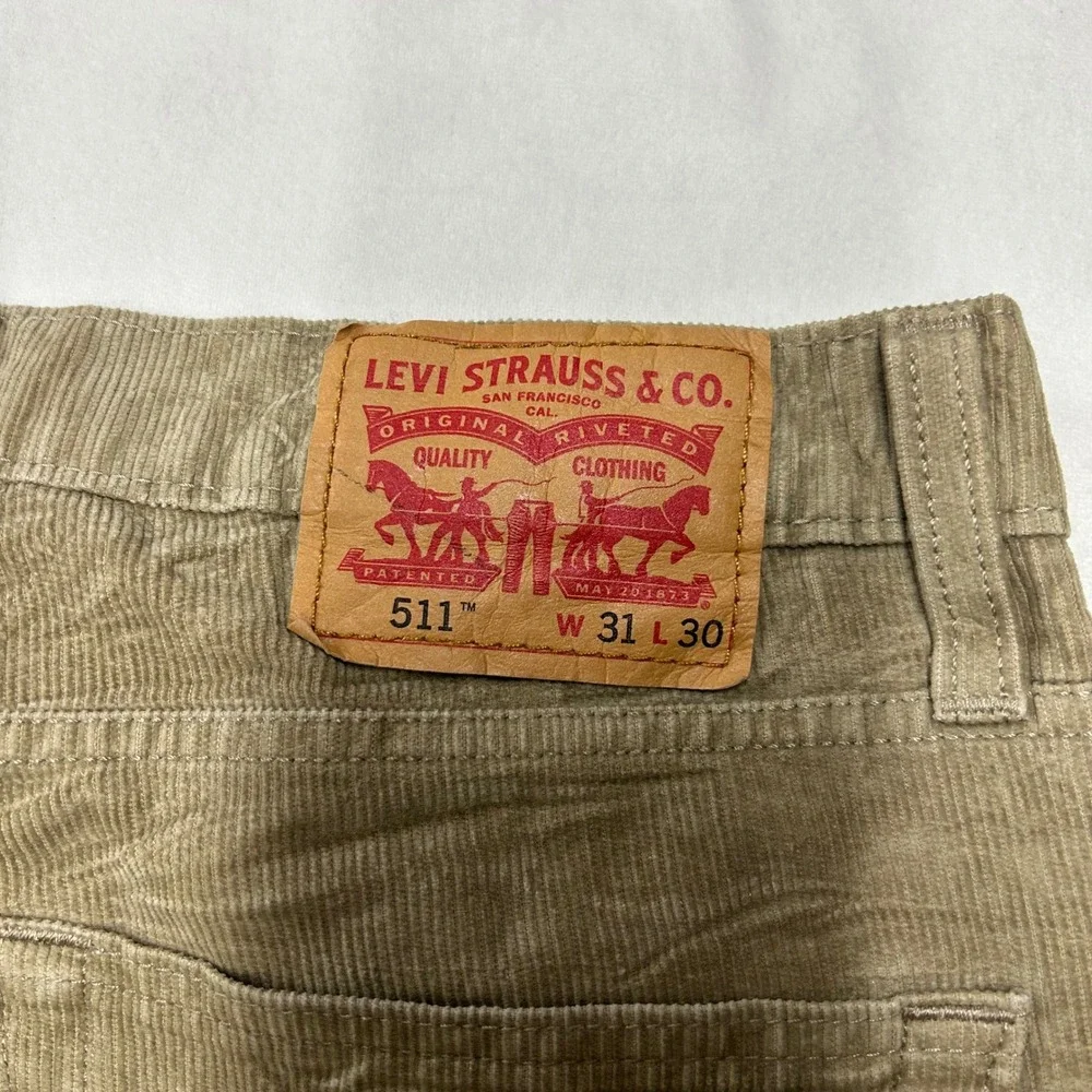 Levis 511 Slim Fit Corduroy Pants Mens 31x30 Tan Khaki Stretch